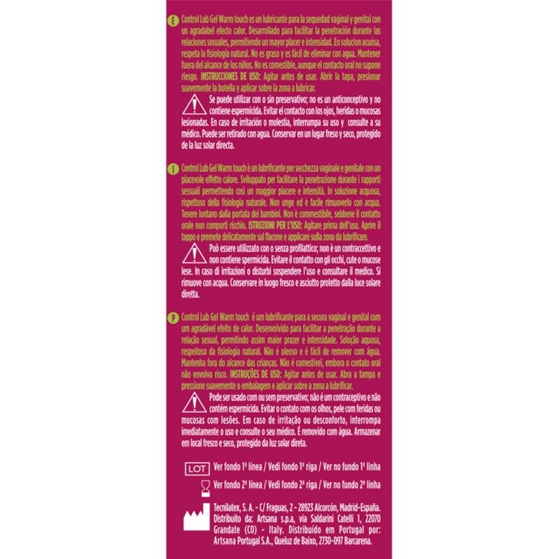 CONTROL - LUB GEL LUBRIFICANTE EFFETTO CALORE 75 ML - CONTROL LUBES | Lingerie Harness Boutique