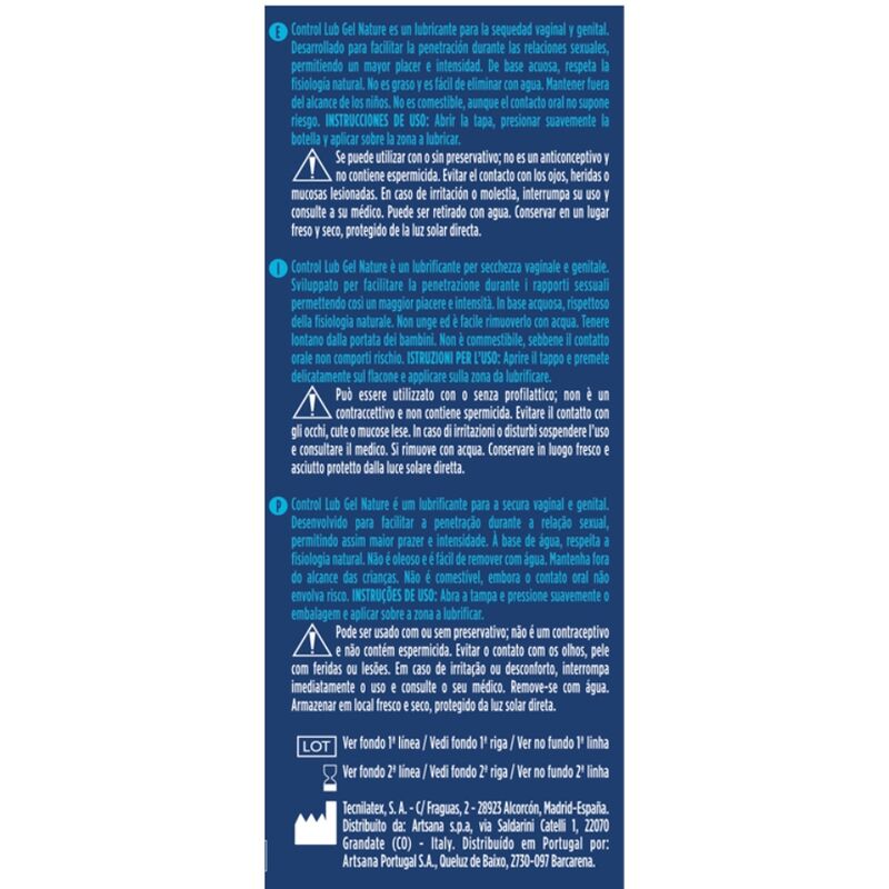 CONTROL - LUB GEL LUBRIFICANTE NATURALE 75 ML - CONTROL LUBES | Lingerie Harness Boutique
