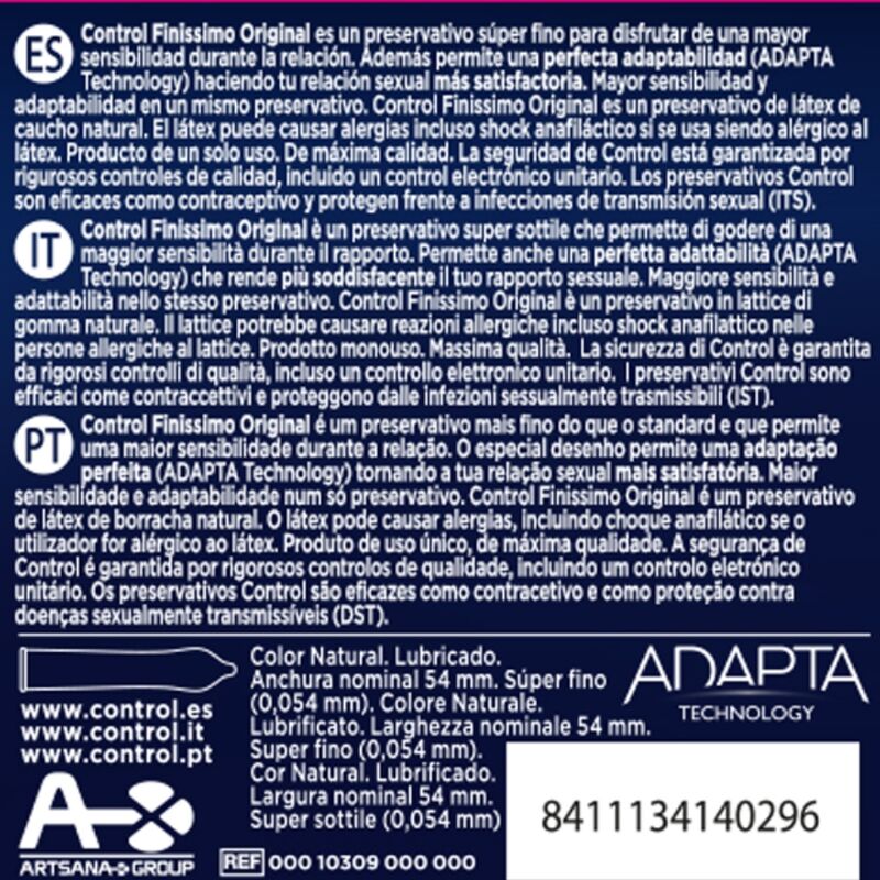 CONTROL - PRESERVATIVI FINISSIMO 3 UNITÀ - CONTROL CONDOMS | Lingerie Harness Boutique