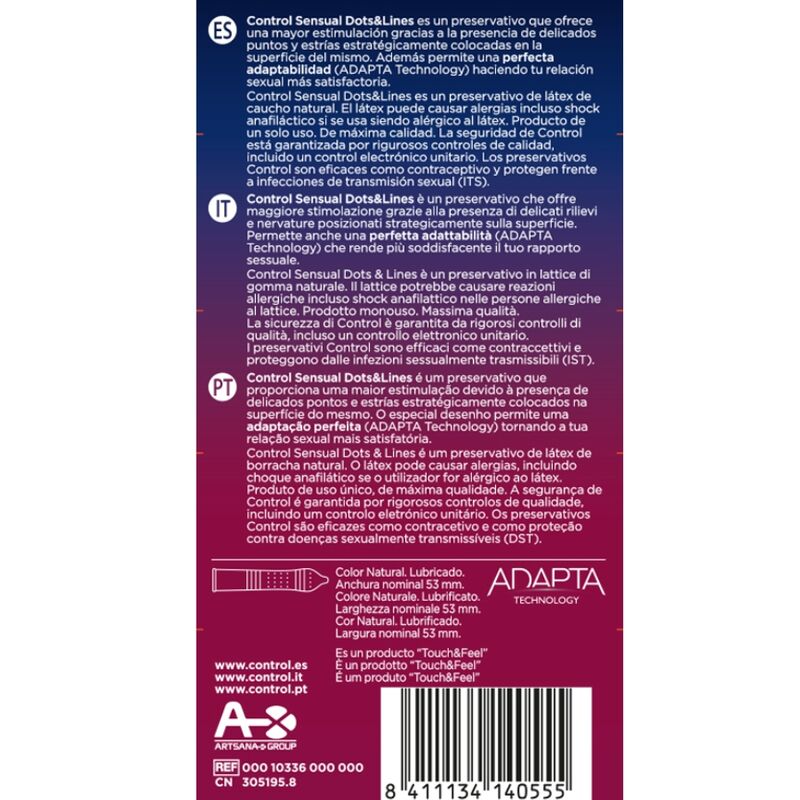 CONTROL - PUNTI E LINEE SENSUALI PUNTI E SMAGLIATURE 12 UNITÀ - CONTROL CONDOMS | Lingerie Harness Boutique