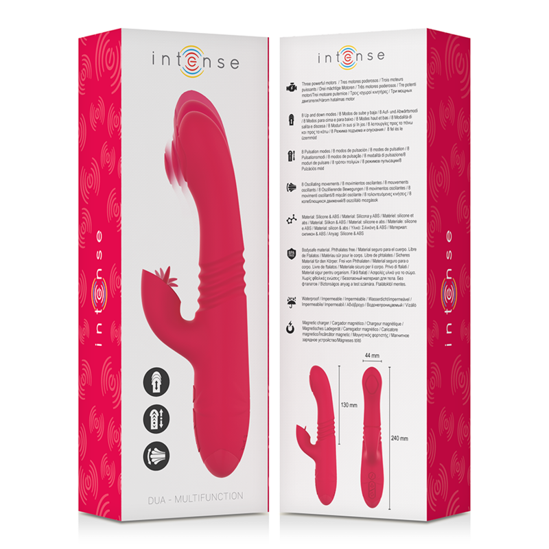 INTENSE - VIBRATORE MULTIFUNZIONE RICARICABILE UP & DOWN DUA CON LINGUA ROSSA - INTENSE FUN | Lingerie Harness Boutique