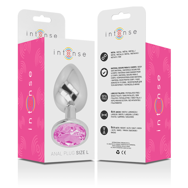 INTENSE - PLUG ANALE IN METALLO ALLUMINIO CON CRISTALLO ROSA MISURA L - INTENSE ANAL TOYS | Lingerie Harness Boutique
