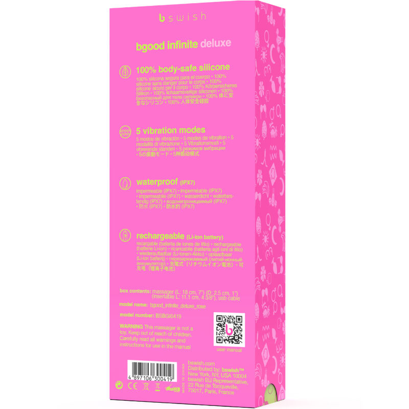 B SWISH - BGOOD INFINITE DELUXE VIBRATORE RICARICABILE IN SILICONE ROSA - B SWISH | Lingerie Harness Boutique