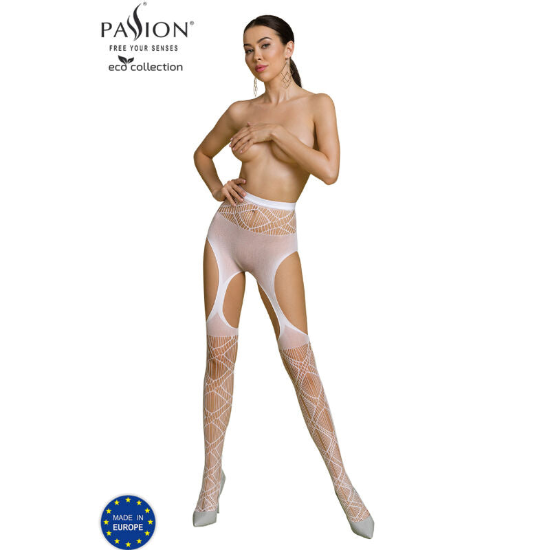 PASSION - COLLEZIONE ECO BODYSTOCKING ECO S005 BIANCO - PASSION WOMAN GARTER & STOCK | Lingerie Harness Boutique