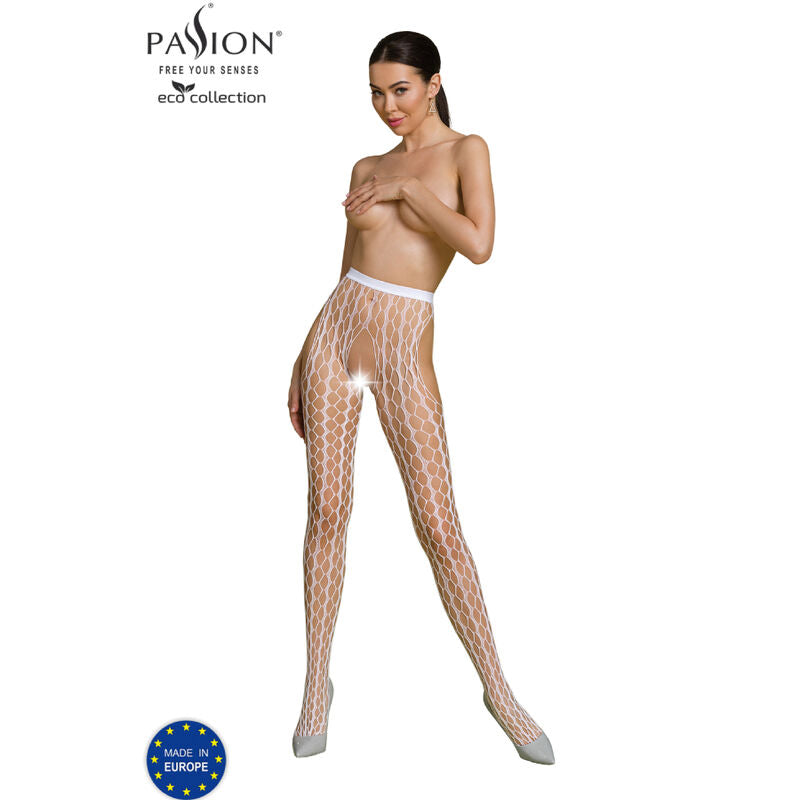 PASSION - COLLEZIONE ECO BODYSTOCKING ECO S007 BIANCO - PASSION WOMAN GARTER & STOCK | Lingerie Harness Boutique