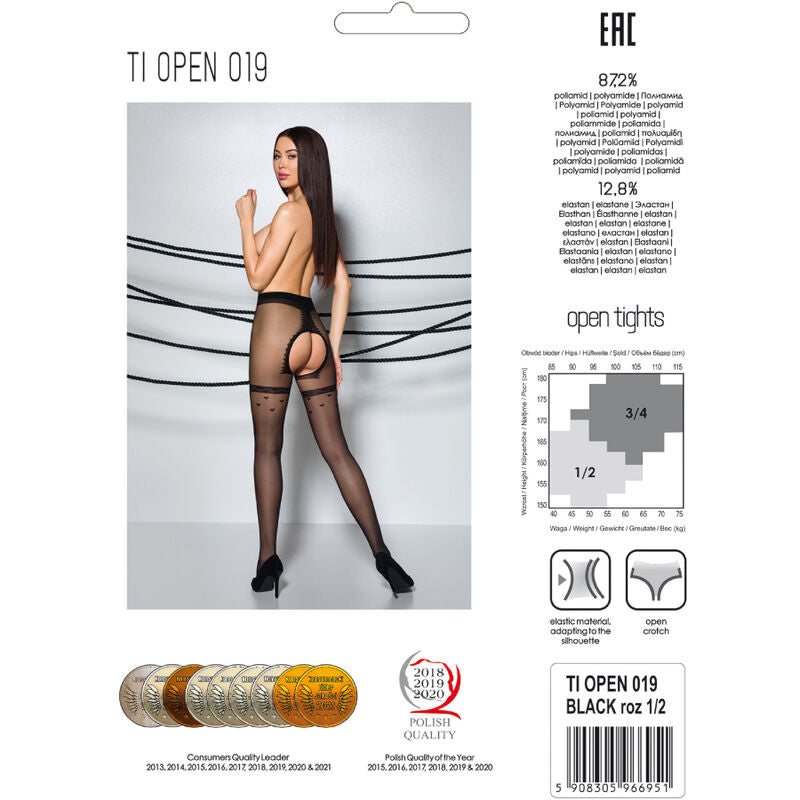 PASSION - TIOPEN 019 COLLANT NERO 3/4 20 DEN - PASSION WOMAN GARTER & STOCK | Lingerie Harness Boutique