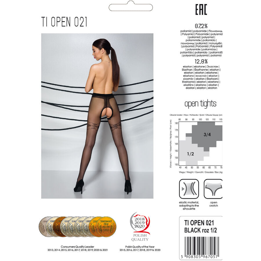 PASSION - TIOPEN 021 COLLANT NERO 3/4 20 DEN - PASSION WOMAN GARTER & STOCK | Lingerie Harness Boutique