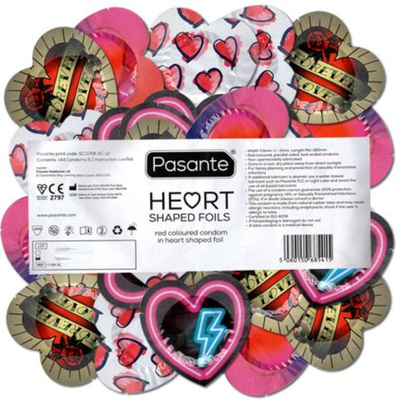 PASANTE - PRESERVATIVI ROSSO A FORMA DI CUORE 144 UNIT - PASANTE | Lingerie Harness Boutique