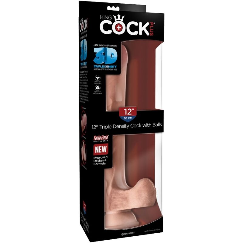 KING COCK - PENE REALISTICO CON SFERE 3D 24.8 CM LUCE - KING COCK | Lingerie Harness Boutique