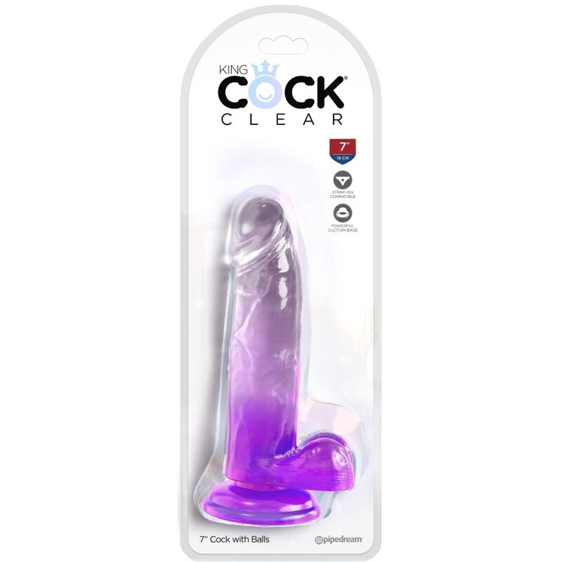 KING COCK - CLEAR PENE REALISTICO CON SFERE 15.2 CM VIOLA - KING COCK | Lingerie Harness Boutique