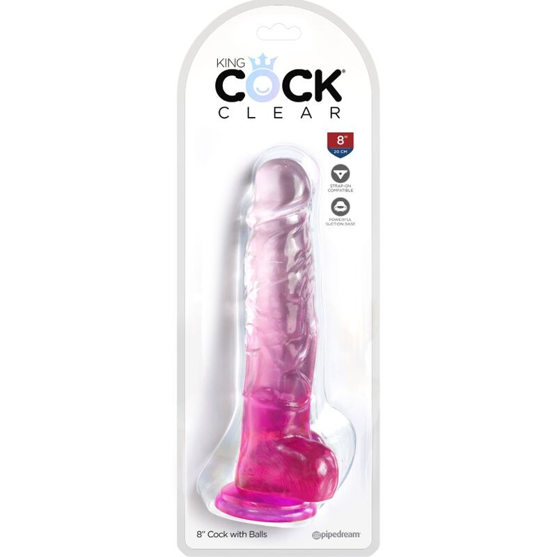 KING COCK - CLEAR PENE REALISTICO CON SFERE 16.5 CM ROSA - KING COCK | Lingerie Harness Boutique