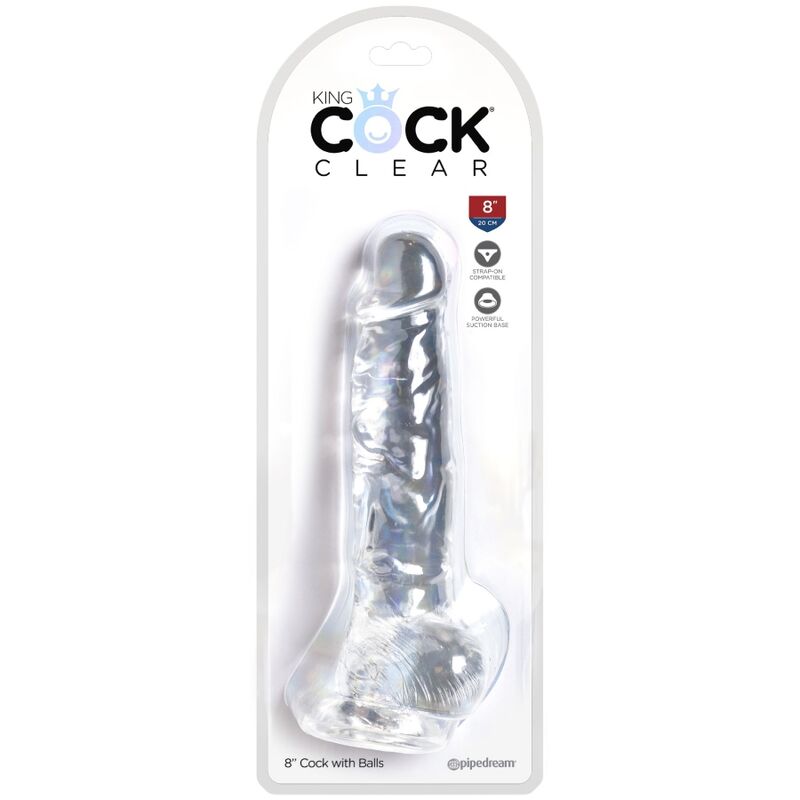 KING COCK - CLEAR PENE REALISTICO CON SFERE 16.5 CM TRASPARENTE - KING COCK | Lingerie Harness Boutique