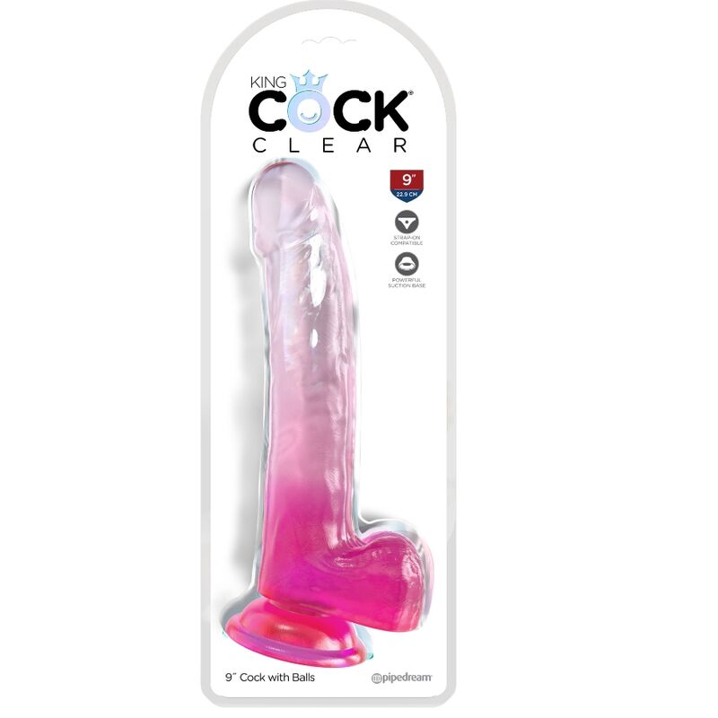 KING COCK - CLEAR DILDO CON TESTICOLI 20.3 CM ROSA - KING COCK | Lingerie Harness Boutique