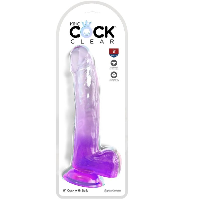 KING COCK - CLEAR DILDO CON TESTICOLI 20.3 CM VIOLA - KING COCK | Lingerie Harness Boutique
