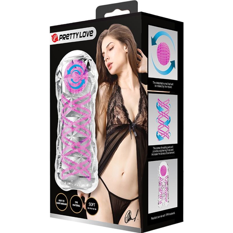 PRETTY LOVE - MASTURBATORE MASCHILE FANTASY CON SPIRALE INTERNA E SFERE TRASPARENTI - PRETTY LOVE MALE | Lingerie Harness Boutique