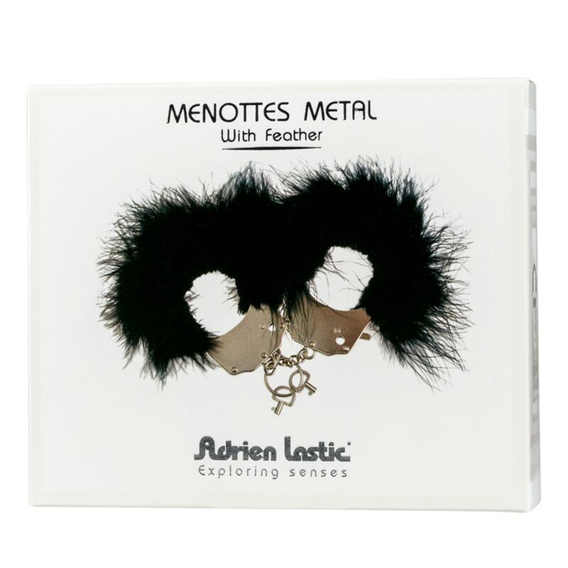 ADRIEN LASTIC - MANETTE IN METALLO CON PIUME NERE - ADRIEN LASTIC | Lingerie Harness Boutique