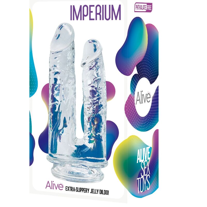 ALIVE - PENE IMPERIUM DOPPIO REALISTICO TRASPARENTE 12/14 CM - ALIVE | Lingerie Harness Boutique