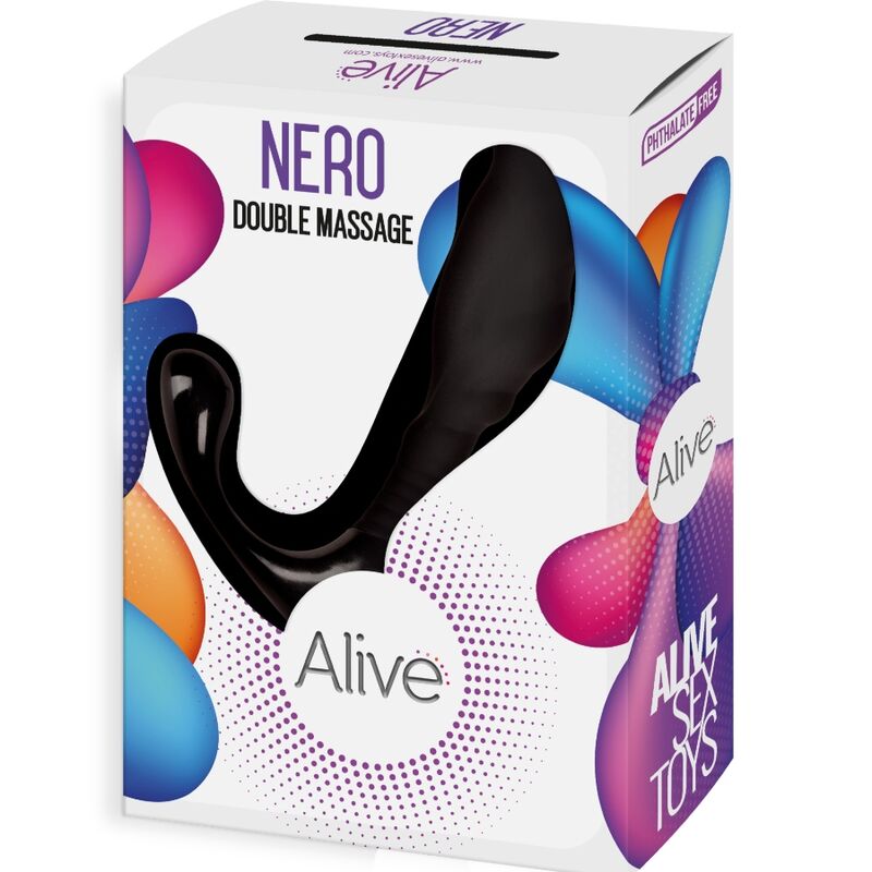 ALIVE - DOPPIO MASSAGGIATORE NERO ANALE E PROSTATICO - ALIVE | Lingerie Harness Boutique