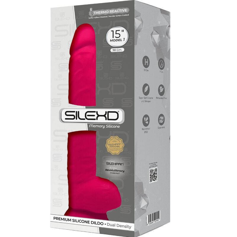 SILEXD - MODELLO 1 PENE REALISTICO PREMIUM SILEXPAN SILICONE FUCSIA 38 CM - SILEXD | Lingerie Harness Boutique