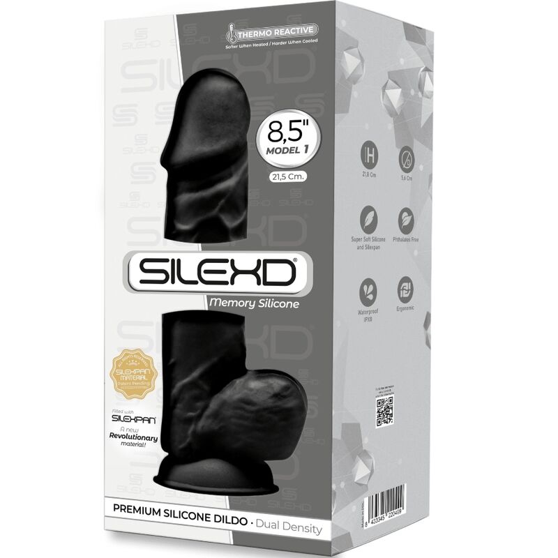 SILEXD - MODELLO 1 PENE REALISTICO PREMIUM SILEXPAN SILICONE NERO 21.5 CM - SILEXD | Lingerie Harness Boutique