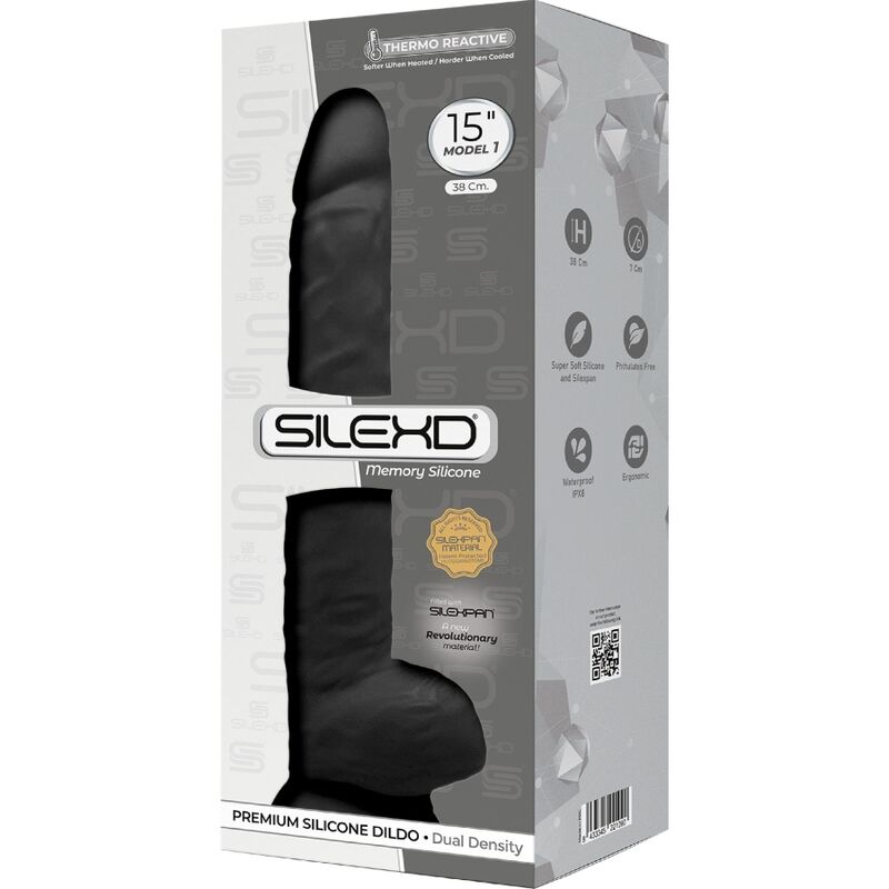 SILEXD - MODELLO 1 PENE REALISTICO PREMIUM SILEXPAN SILICONE NERO 38 CM - SILEXD | Lingerie Harness Boutique
