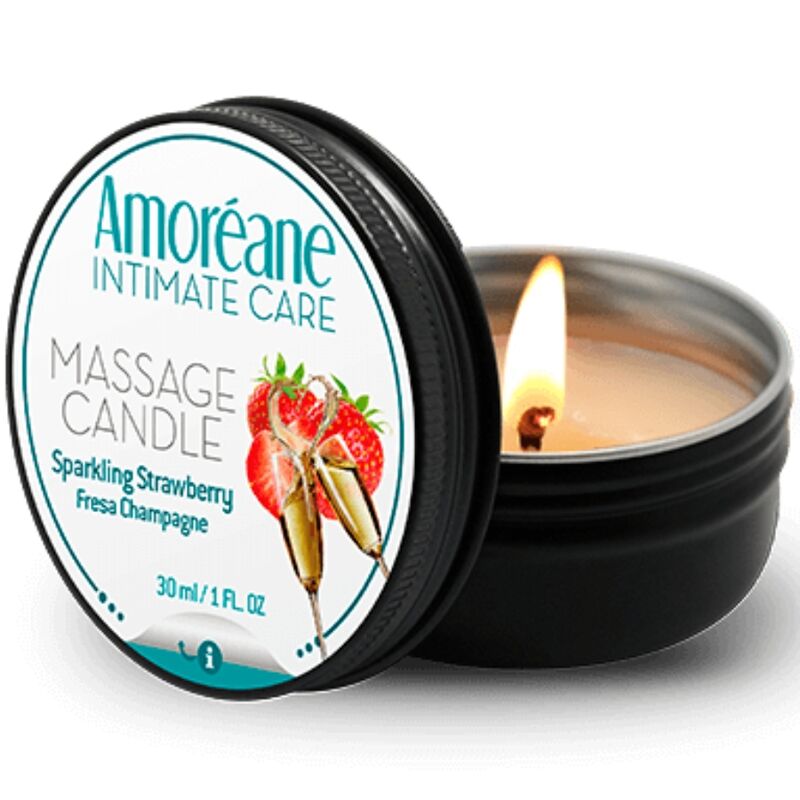 AMOREANE - CANDELA DA MASSAGGIO CHAMPAGNE FRAGOLA 30 ML - AMOREANE | Lingerie Harness Boutique