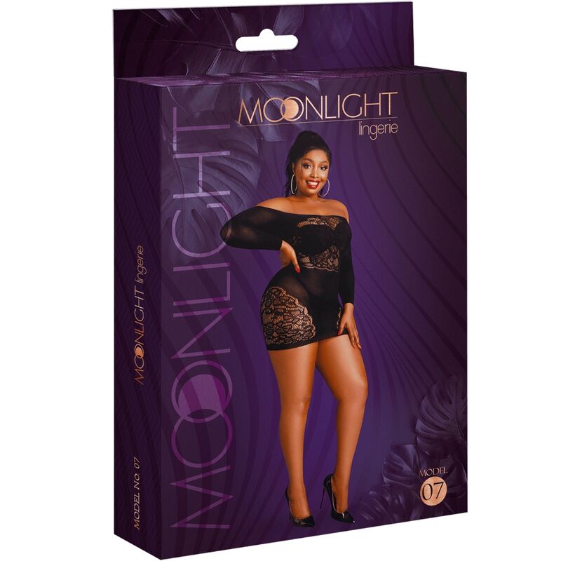 MOONLIGHT - ABITO MANICA LUNGA MODELLO 7 NERO TAGLIA PLUS - MOONLIGHT | Lingerie Harness Boutique