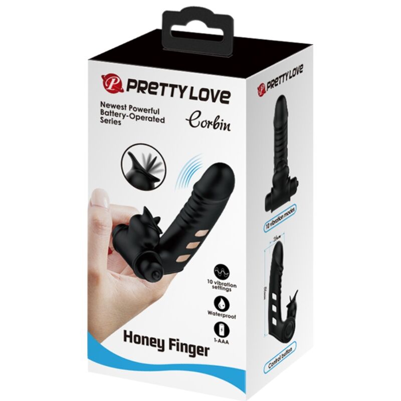 PRETTY LOVE - COPERTURA PER DITA VIBRATORE CORBIN NERA - PRETTY LOVE MALE | Lingerie Harness Boutique