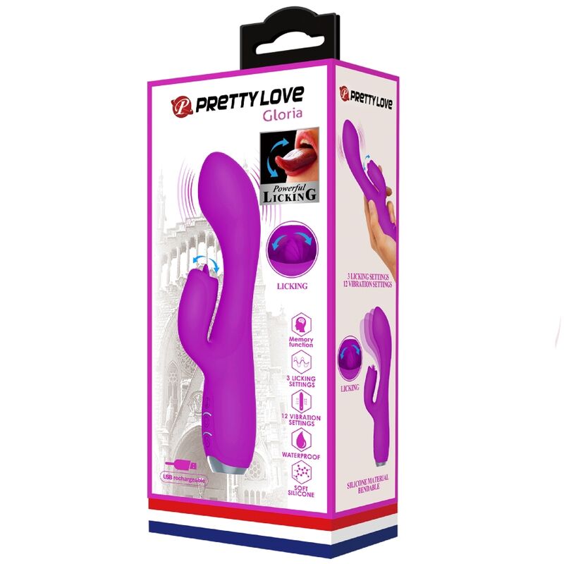PRETTY LOVE - VIBRATORE RICARICABILE GLORIA RABBIT-VIOLA IMPERMEABILE - PRETTY LOVE C-TYPE | Lingerie Harness Boutique