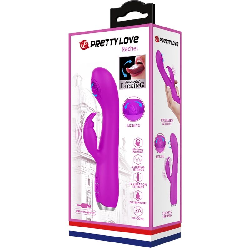 PRETTY LOVE - VIBRATORE RICARICABILE RACHEL CON VENTOSA VIOLA - PRETTY LOVE C-TYPE | Lingerie Harness Boutique