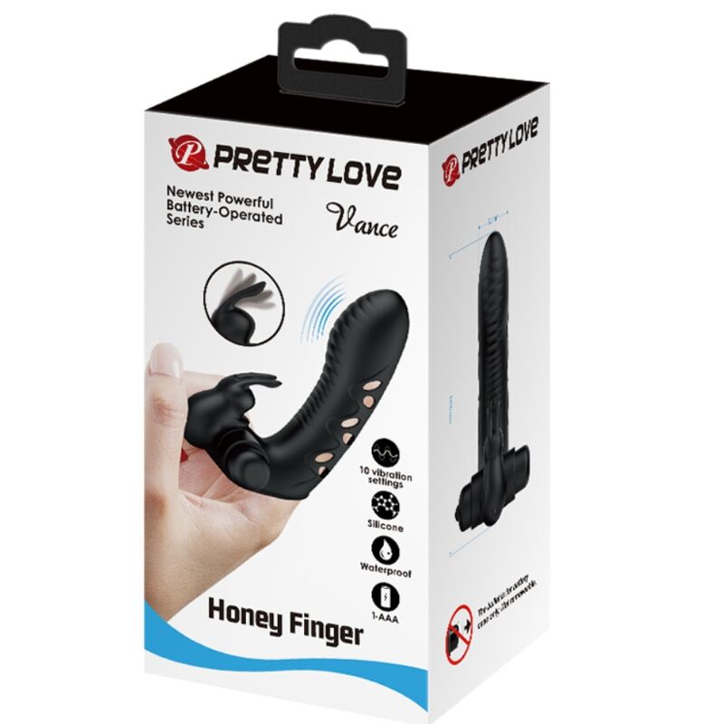 PRETTY LOVE - COPERTURA PER DITA VIBRATORE CONIGLIO NERO VANCE - PRETTY LOVE MALE | Lingerie Harness Boutique
