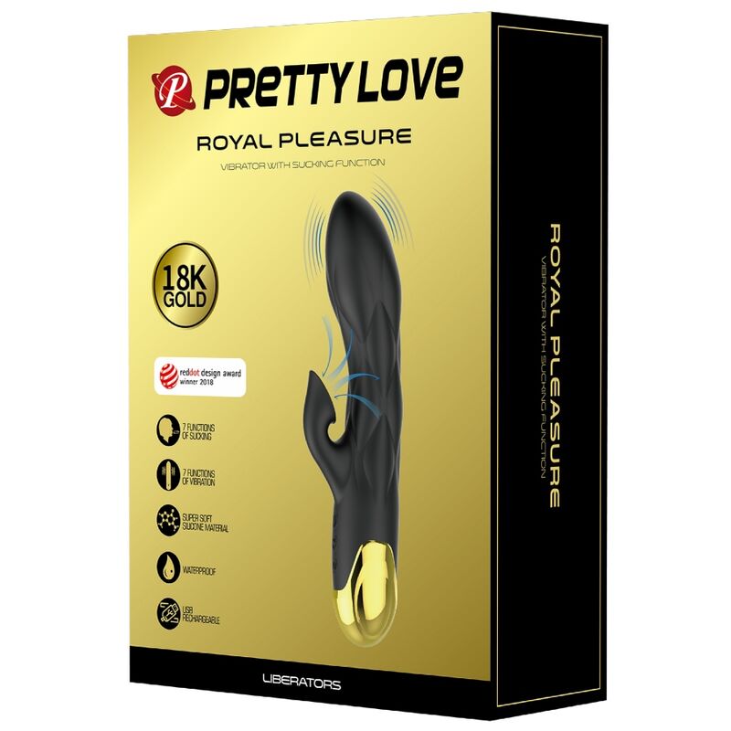 PRETTY LOVE - VIBRATORE DI LUSSO NERO RICARICABILE PLACCATO IN ORO - PRETTY LOVE C-TYPE | Lingerie Harness Boutique