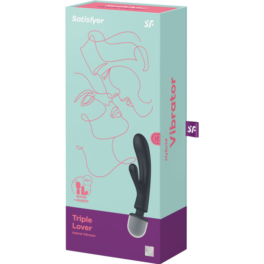 SATISFYER - MASSAGGIATORE VIBRATORE CONIGLIO TRIPLE LOVER GRIGIO - SATISFYER VIBRATOR | Lingerie Harness Boutique