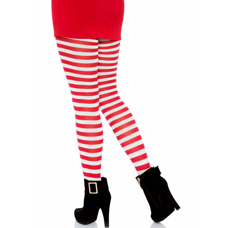 LEG AVENUE - COLLANT A RIGHE BIANCO/ROSSO - LEG AVENUE HOSIERY | Lingerie Harness Boutique