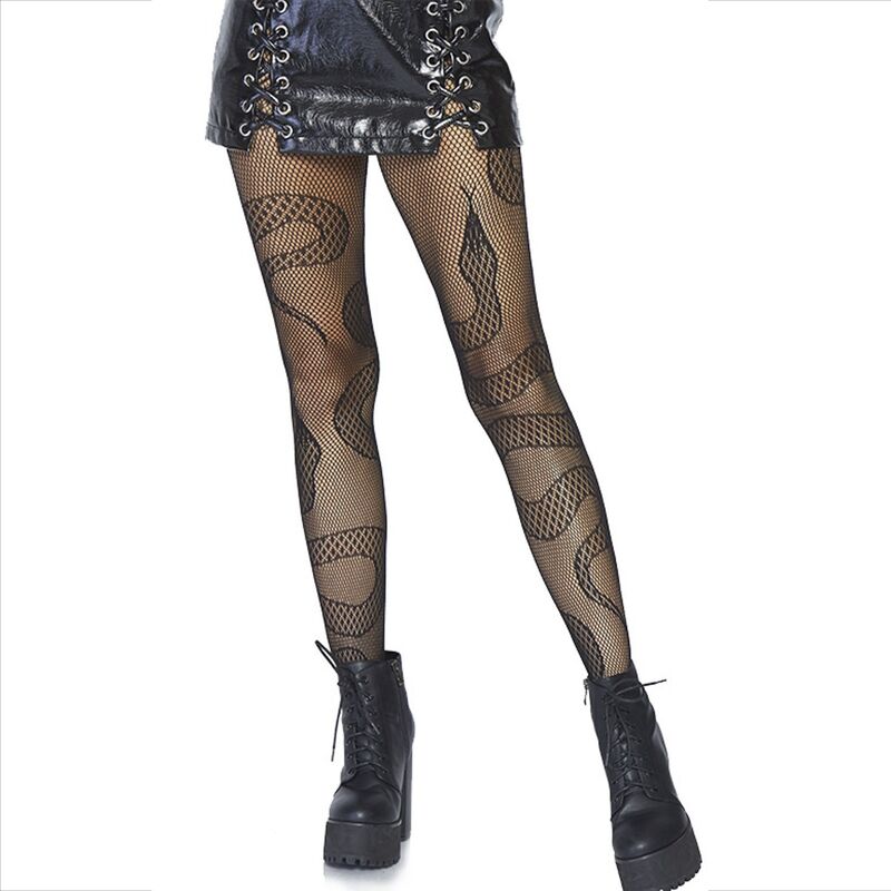 LEG AVENUE - CALZE A RETE SERPENTI NERE - LEG AVENUE HOSIERY | Lingerie Harness Boutique
