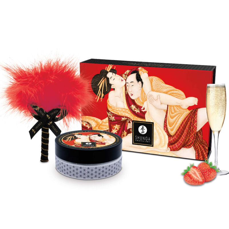 SHUNGA - KIT POLVERE DA MASSAGGIO COMMESTIBILE ALLA FRAGOLA - SHUNGA BODY POWER | Lingerie Harness Boutique