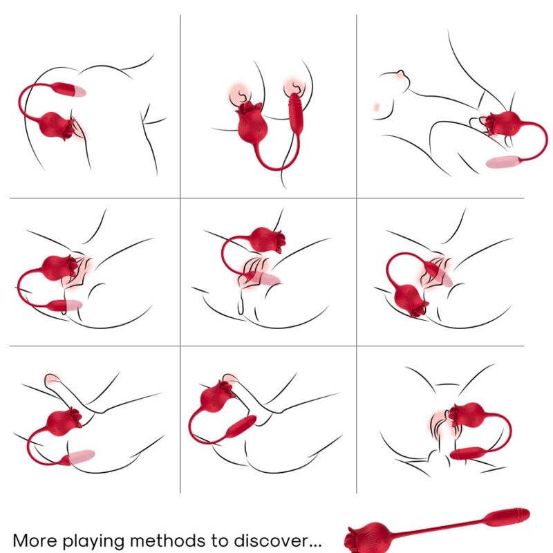 ARMONY - CLITORITE VIBRANTE LECCATA DI ROSA E VIBRATORE ROSSO - ARMONY STIMULATORS | Lingerie Harness Boutique