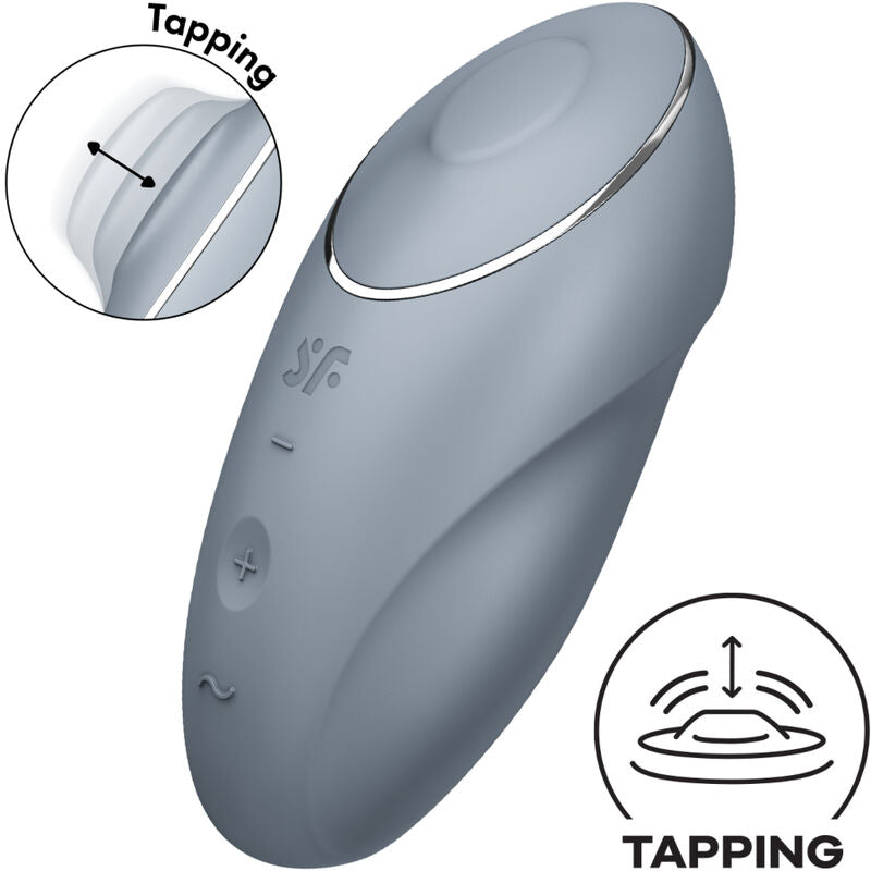 SATISFYER - TAP & CLIMAX 1 VIBRATORE LAY-ON GRIGIO - SATISFYER LAYONS | Lingerie Harness Boutique