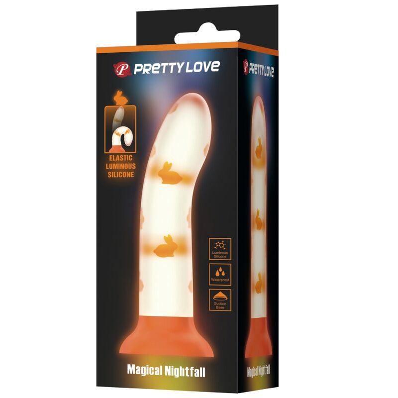 PRETTY LOVE - DILDO MAGICO NIGHTFALL SENZA VIBRAZIONI ARANCIO LUMINOSO - PRETTY LOVE FLIRTATION | Lingerie Harness Boutique