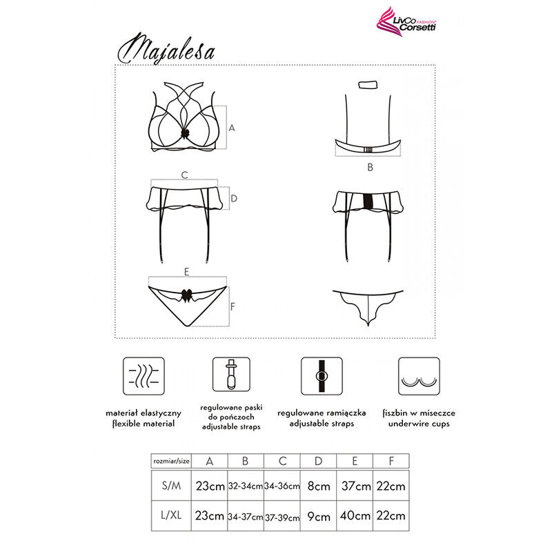 LIVCO CORSETTI FASHION - MAJALESA LC 90526 REGGISENO + REGGISENO + SLIP NERO L/XL - LIVCO CORSETTI SETS | Lingerie Harness Boutique