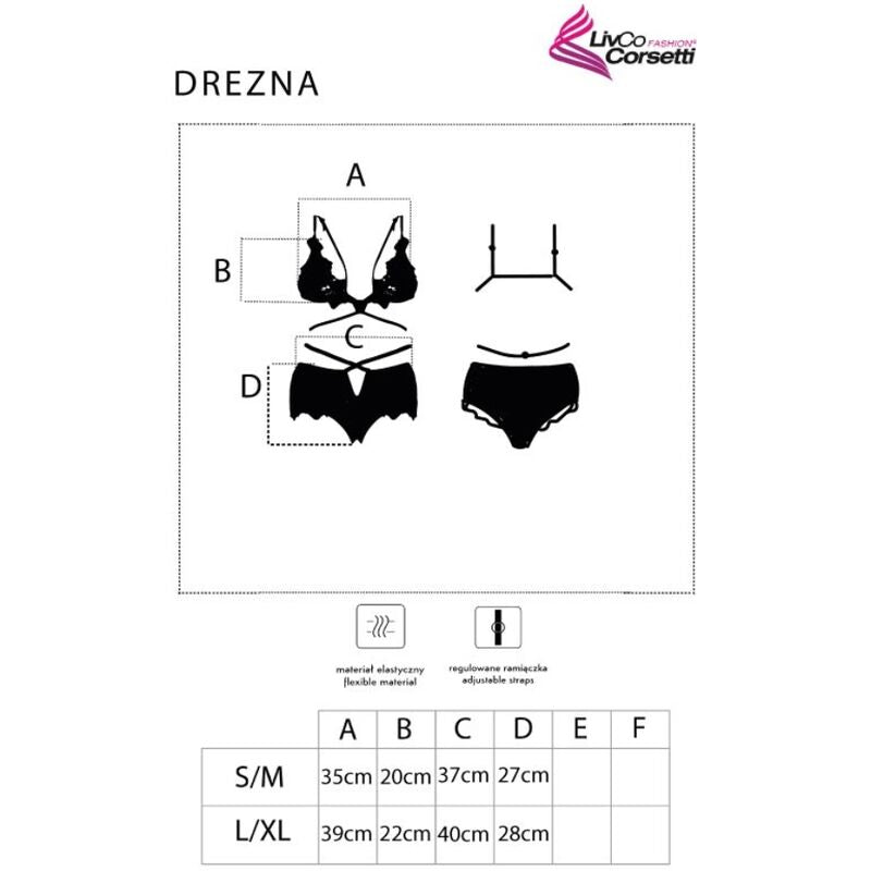 LIVCO CORSETTI FASHION - DREZNA LC 90733 REGGISENO + SLIP NERO L/XL - LIVCO CORSETTI SETS | Lingerie Harness Boutique