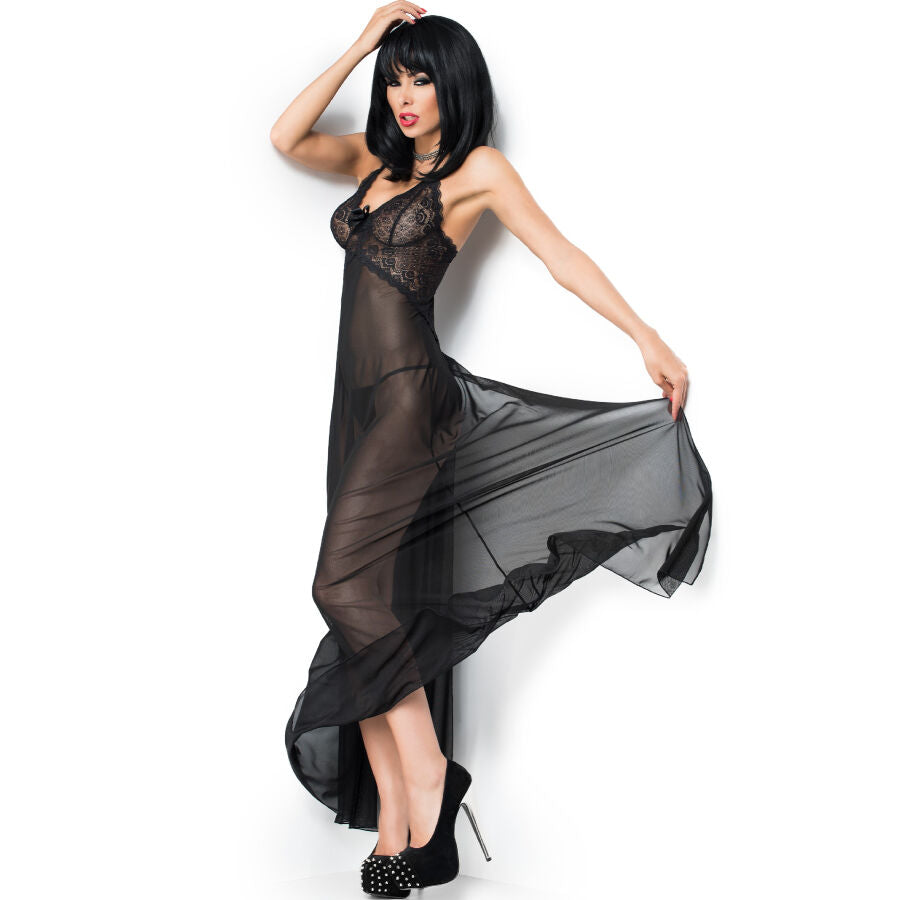 CHILIROSE - CR 3883 BABYDOLL LUNGA NERA L/XL - CHILIROSE BABYDOLLS | Lingerie Harness Boutique