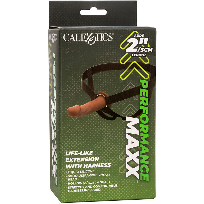 CALEXOTICS - ESTENSIONE REALE PERFORMANCE MAXX CON IMBRACATURA IN PELLE MARRONE - CALEXOTICS | Lingerie Harness Boutique