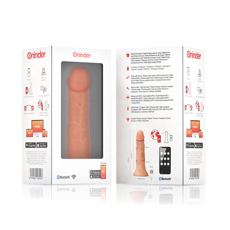 ONINDER - DILDO VIBRATORE MEDIO BOGOTÁ 9 VELOCITÀ NATURALE 20 CM -O- 4.2 CM - APP GRATUITA - ONINDER | Lingerie Harness Boutique