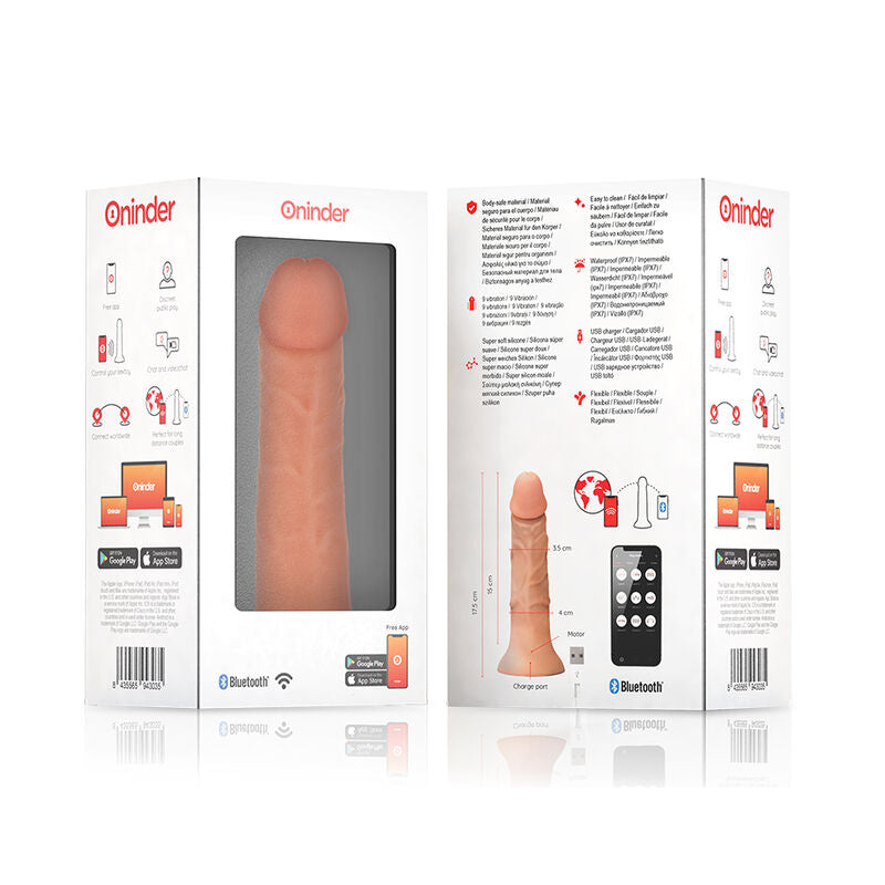 ONINDER - DILDO VIBRATORE PICCOLO BOGOTÁ 9 VELOCITÀ NATURALE 17.5 CM -O- 4 CM - APP GRATUITA - ONINDER | Lingerie Harness Boutique