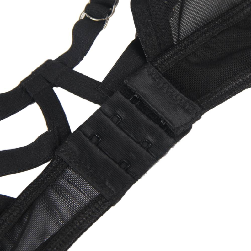 SUBBLIME - SET DUE PEZZI DI REGGISENO TRASPARENTE E STRISCE S/M - SUBBLIME SETS | Lingerie Harness Boutique