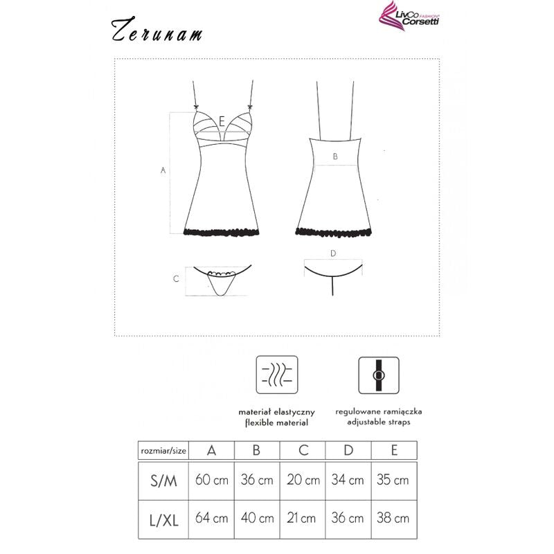LIVCO CORSETTI FASHION - SET ZERUNAM BABYDOLL + PERIZOMA NERO - LIVCO CORSETTI SETS | Lingerie Harness Boutique