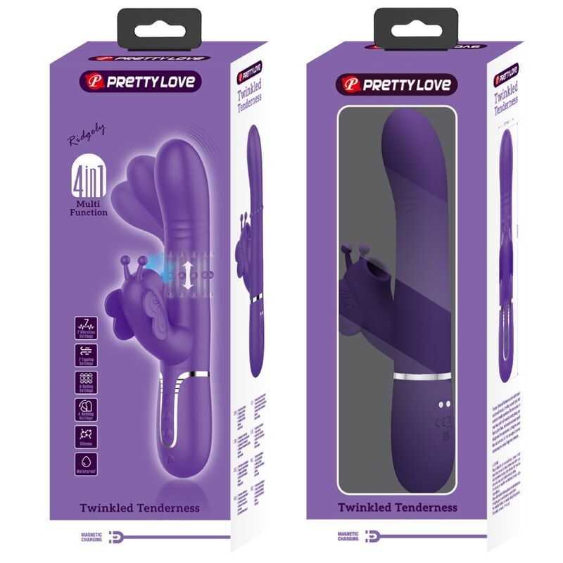 PRETTY LOVE - VIBRATORE MULTIFUNZIONE RABBIT 4 IN 1 FARFALLA VIOLA - PRETTY LOVE FLIRTATION | Lingerie Harness Boutique