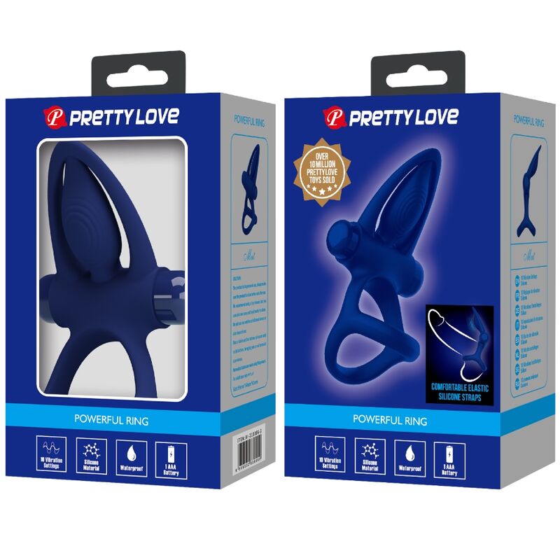 PRETTY LOVE - MAT DOPPIO ANELLO CON VIBRAZIONE E STIMOLATORE BLU - PRETTY LOVE MALE | Lingerie Harness Boutique