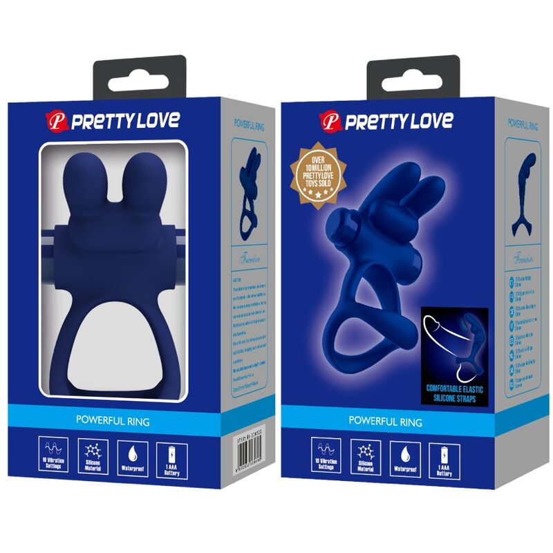 PRETTY LOVE - FRANCISCO ANELLO VIBRANTE DOPPIO BLU CONIGLIO - PRETTY LOVE MALE | Lingerie Harness Boutique